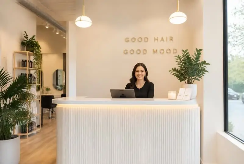 Hairstylist working with a client in a salon